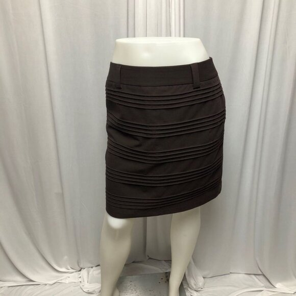 Dressbarn Skirt Womens Size 8 Brown Front Detailing Back Zipper Pencil Office - Picture 1 of 6